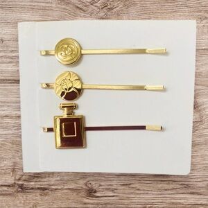 Chanel Beauty Gold Bobby Pin Hair Clips, set of 3 NIP